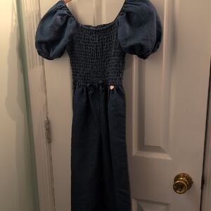 Vince Camuto Denim Blue Puff Sleeve Romper